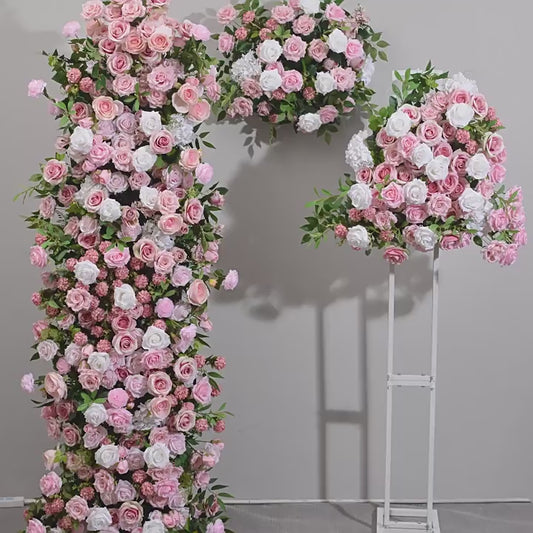 DWD119 New style artificial pink series flower runner decor backdrop wedding party floral arrangement background