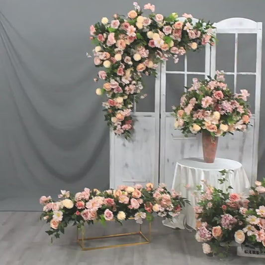 DWD157 New arrival artificial champagne pink series flower ball runner decor backdrop wedding party floral arrangement background