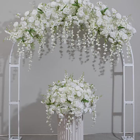 DWD049 New style white hanging flower background centerpiece table decor U style props wedding party floral design
