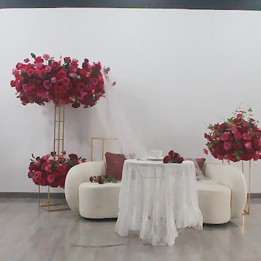 DWD154 Hot sale 1.2m height hot pink red flower garland table centerpiece decor wedding floral arrangement