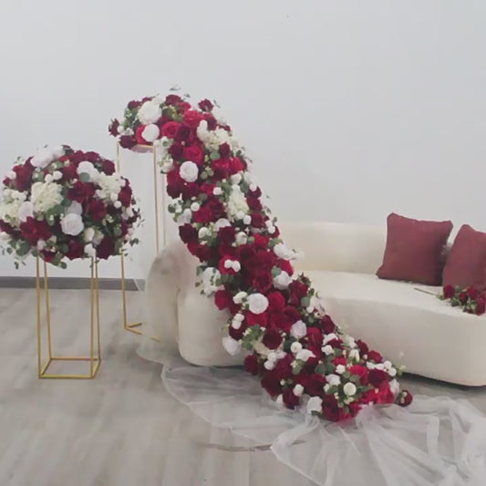 DWD152 New arrival white red series ball runner table runner centerpiece row decor wedding party porch decor