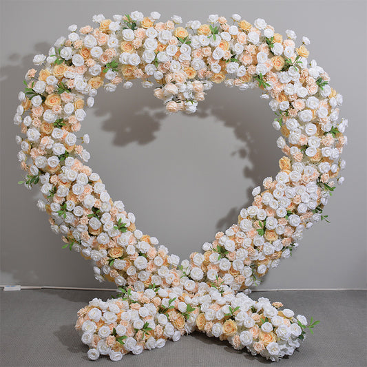DWD105 Artificial 2m champagne rose heart arch decor backdrop wedding event party background