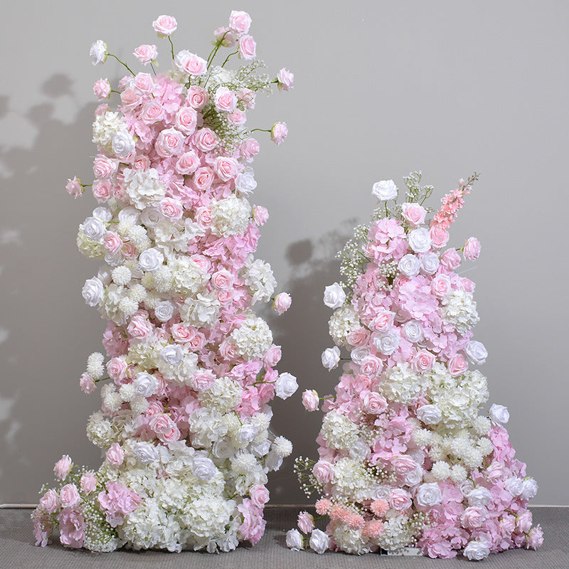 DWD117 New arrival artificial pink flower row decor backdrop wedding party floral arrangement background