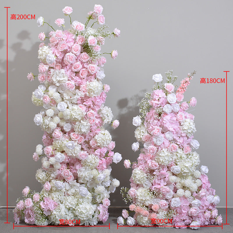 DWD117 New arrival artificial pink flower row decor backdrop wedding party floral arrangement background
