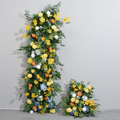DWD139 Artificial yellow green plant series flower row decor backdrop wedding event greenery porch decor ackground