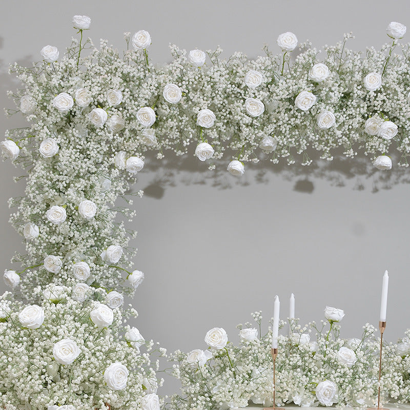 DWD166 Hot sale 2*2.4m white babybreath rose flower arch door arch porch decor wedding party floral backdrop
