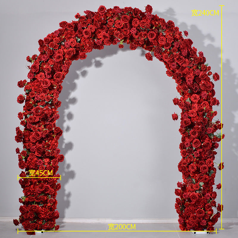 DWD167 Hot sale 2*2.4m red rose flower arch U style door arch porch decor wedding party floral backdrop