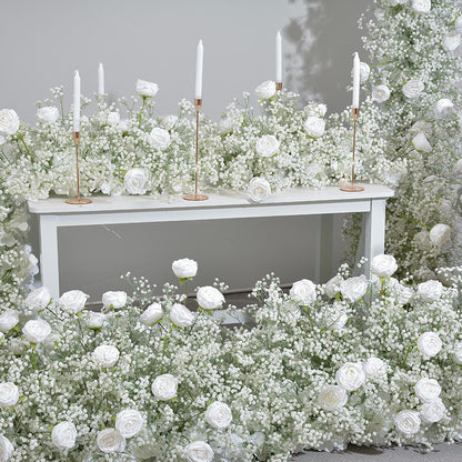 DWD168 Hot sale white babybreath rose flower arch  table decor background wedding party floral backdrop arrangement