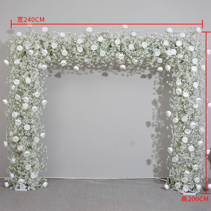 DWD168 Hot sale white babybreath rose flower arch  table decor background wedding party floral backdrop arrangement