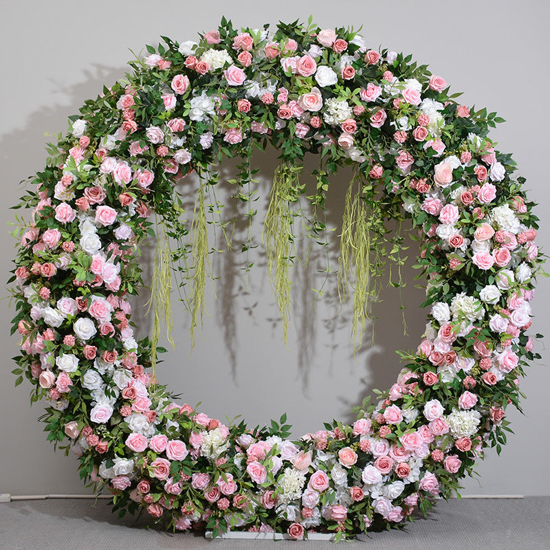 DWD170 Hot sale 2m pink rose round arch background wedding party floral backdrop arrangement