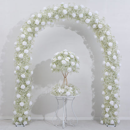DWD171 New style white babybreath rose flower U style arch table centerpiece props background wedding party floral backdrop arrangement