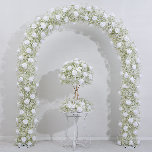 DWD171 New style white babybreath rose flower U style arch table centerpiece props background wedding party floral backdrop arrangement