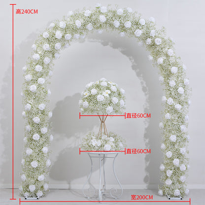 DWD171 New style white babybreath rose flower U style arch table centerpiece props background wedding party floral backdrop arrangement