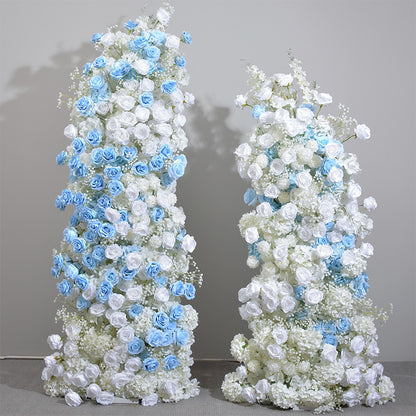 DWD181 Artificial 220+180cm blue white series flower row porch decor backdrop wedding event floral arrangement props