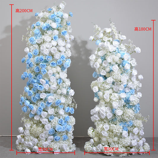 DWD181 Artificial 220+180cm blue white series flower row porch decor backdrop wedding event floral arrangement props