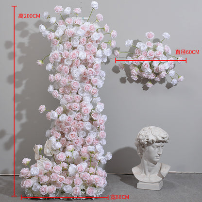 DWD182 Artificial pink white series flower row porch decor backdrop wedding event floral arrangement props