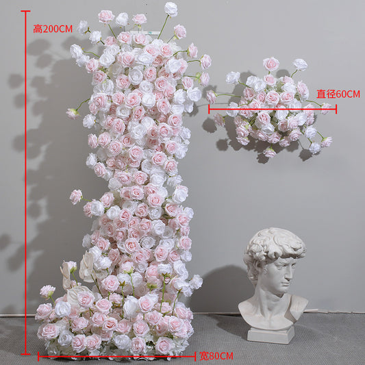 DWD182 Artificial pink white series flower row porch decor backdrop wedding event floral arrangement props