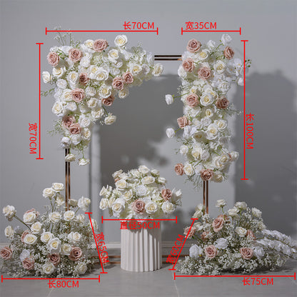 DWD185 New style artificial white brown series flower runner centerpiece decor backdrop wedding party floral arrangement background