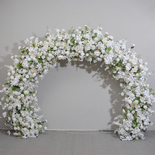 DWD187 Artificial 2.4m width double-sided U arch white flower arrangement background wedding party floral porch decor