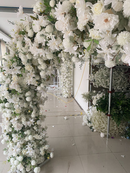 DWD187 Artificial 2.4m width double-sided U arch white flower arrangement background wedding party floral porch decor