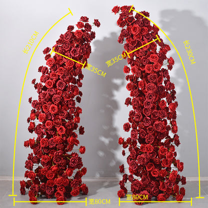 DWD190 New style 210+230cm red rose horn arch background wedding party floral arrangement backdrop porch decor