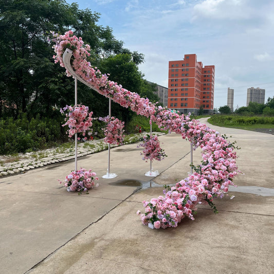 DWD193 New arrival pink series flower spiral arch background wedding event floral arrangement backdrop props