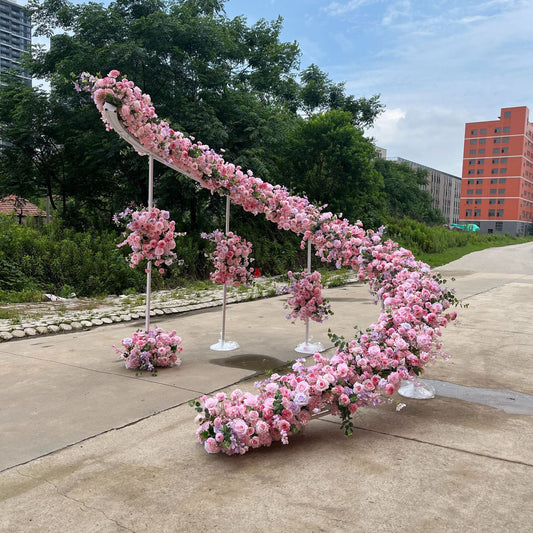 DWD193 New arrival pink series flower spiral arch background wedding event floral arrangement backdrop props