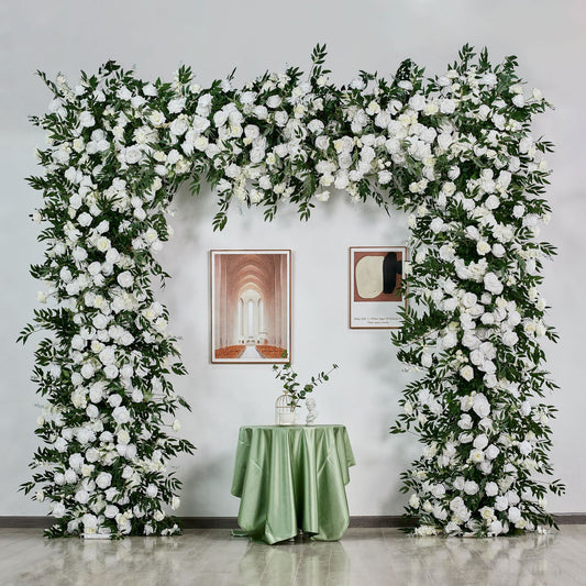 DWD196 Hot sale 2.4*2.4m white rose greenery square arch door arch porch decor wedding party floral backdrop