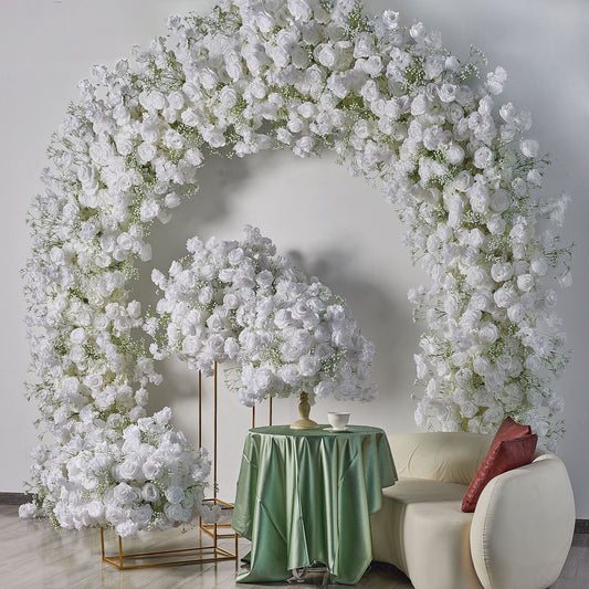 DWD197 High quality artificial 2.4*2.4m white babybreath rose flower U style arch table centerpiece props background wedding party backdrop