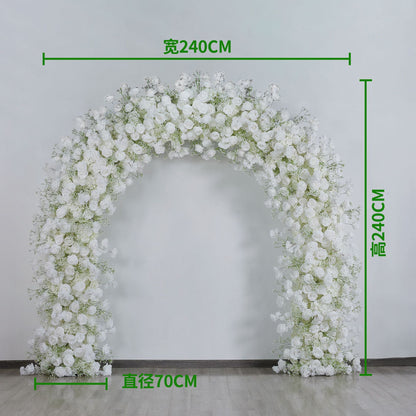 DWD197 High quality artificial 2.4*2.4m white babybreath rose flower U style arch table centerpiece props background wedding party backdrop
