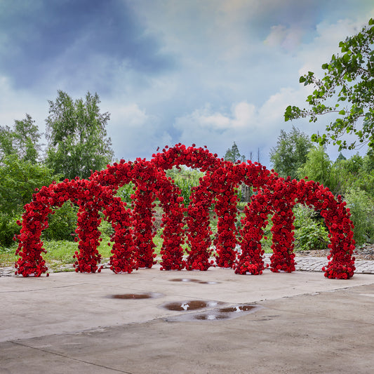 DWD199 Artificial 2m width U arch red rose arrangement background wedding party floral porch decor