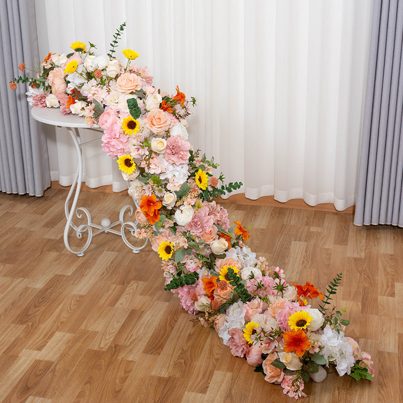 DWD020 Artificial colorful flower runner table decoration wedding floral arrangement
