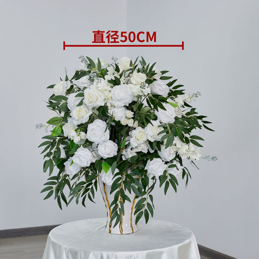 DWD201 High quality greenery white rose ball table centerpiece props wedding event floral arrangement