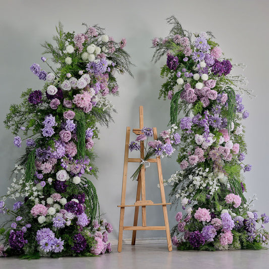 DWD205 New pastoral style 210+230cm greenery purple horn arch backdrops wedding event floral desigh
