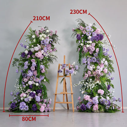 DWD205 New pastoral style 210+230cm greenery purple horn arch backdrops wedding event floral desigh