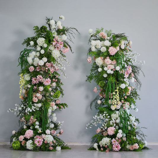 DWD206 New garden style 210+230cm greenery pink horn arch backgrounds wedding event floral desigh