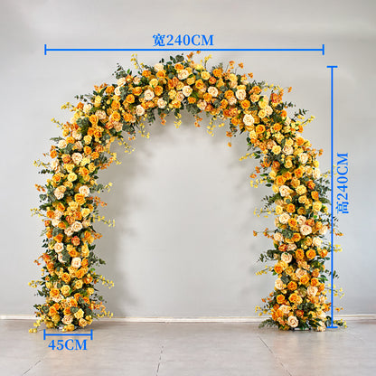 DWD208 New arrival 204cm height U arch yellow orange flower decor background wedding party floral porch arrangement