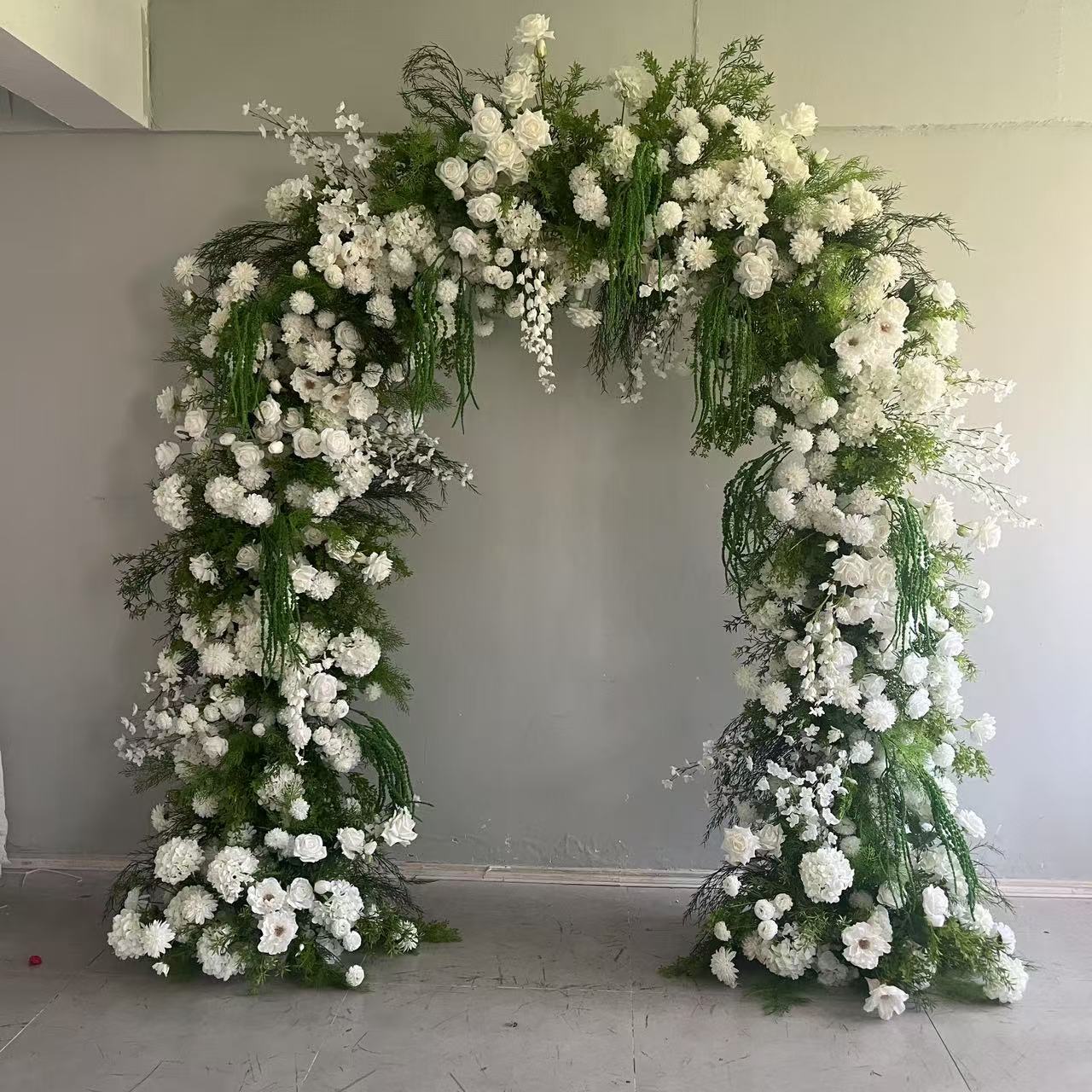 DWD211 New arrival 260cm height U arch white greenery garden flower crafts  wedding party floral porch design