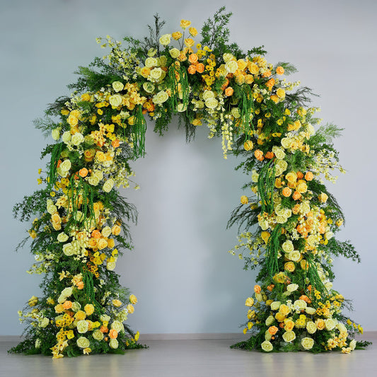 DWD218 2.6m High Yellow-Green Artificial Floral Arch | 2.4m Wide Wedding Flower Arch with 2m×2.4m Stand for Weddings & Events