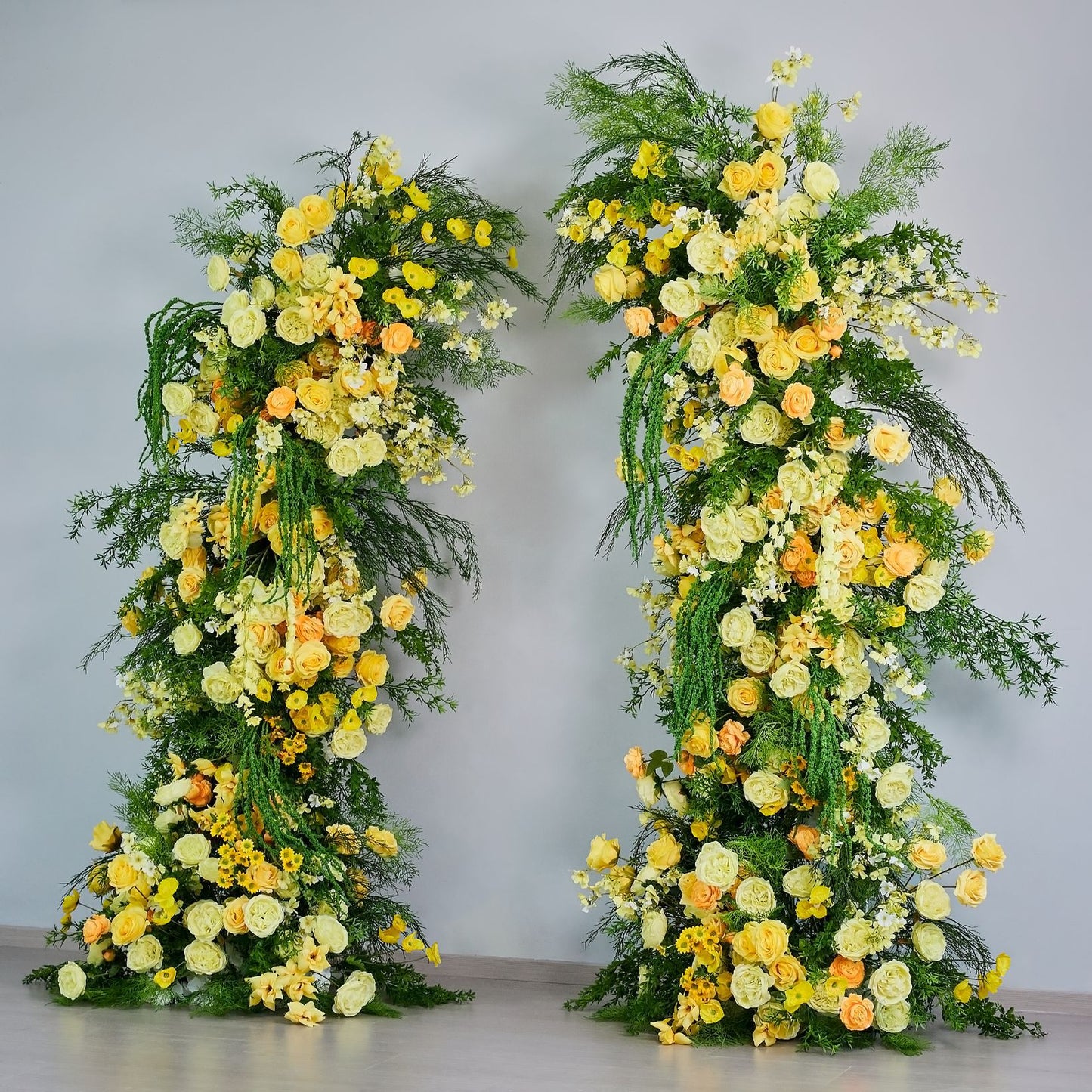 DWD219 2.1m & 2.3m Horn Floral Arches | Yellow-Green Artificial Flower Entrance Decor