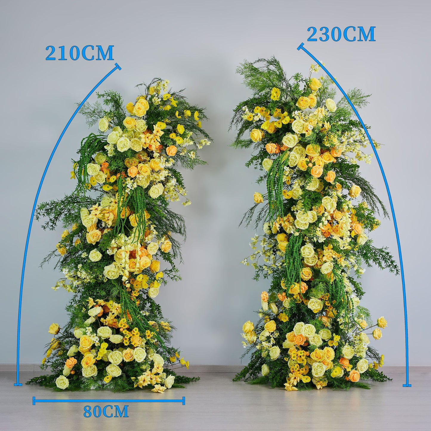 DWD219 2.1m & 2.3m Horn Floral Arches | Yellow-Green Artificial Flower Entrance Decor