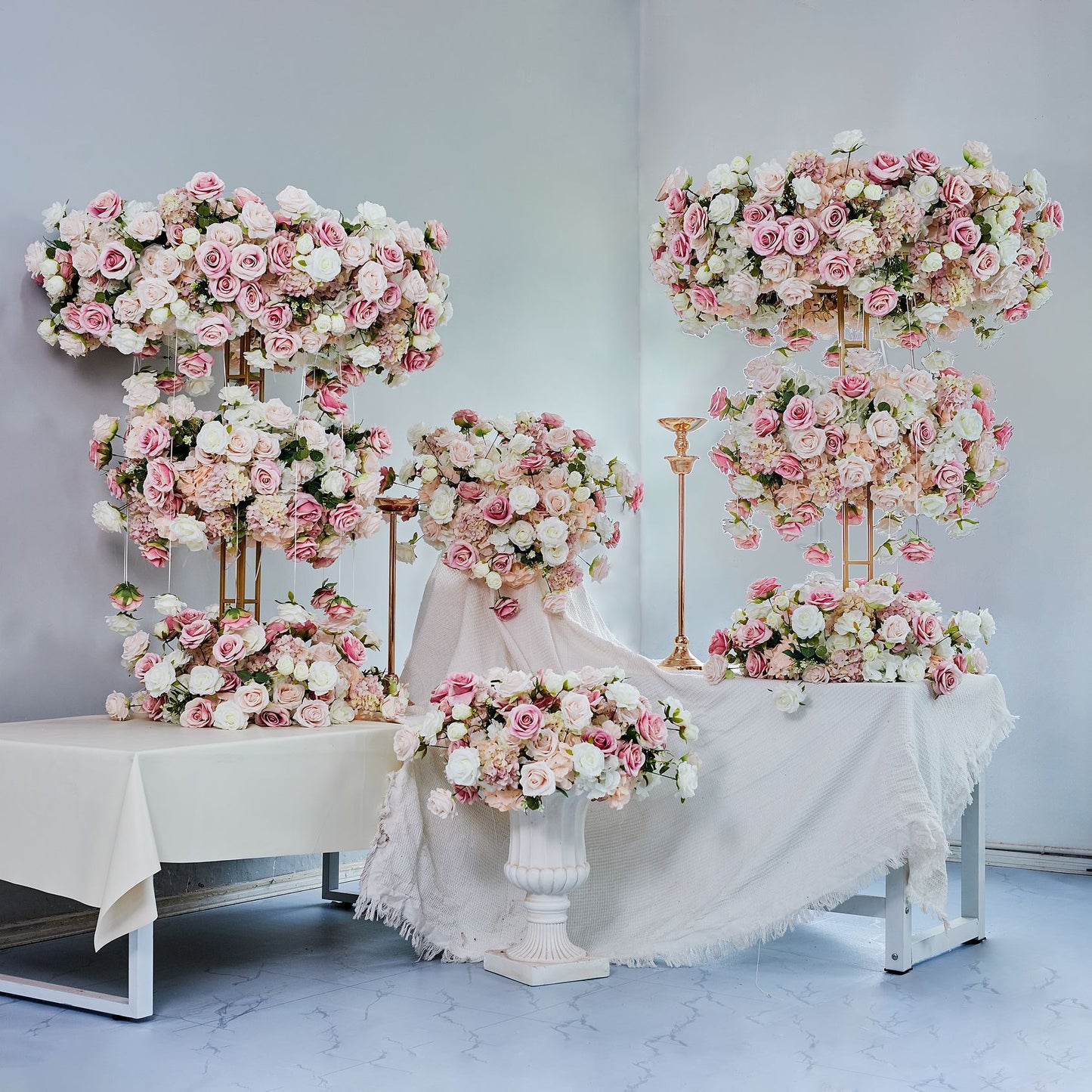 DWD220 Pink Series 120cm Height Floral Centerpiece Wedding Stand Backdrop Decoration for Ceremony/Reception