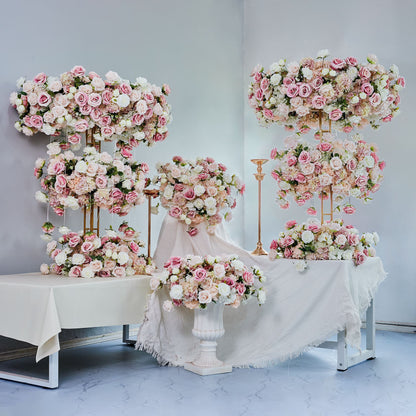 DWD220 Pink Series 120cm Height Floral Centerpiece Wedding Stand Backdrop Decoration for Ceremony/Reception