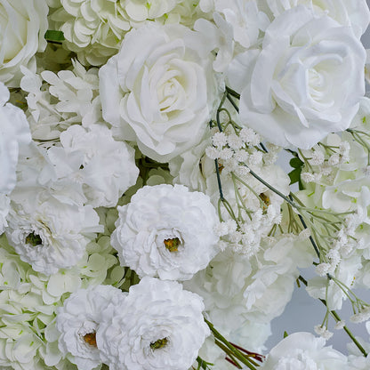 DWD222 2m Wide × 2.4m Tall White Rose Cherry-blossoms Babybreath Floral Wedding Arch | Full Bloom Ceremony Backdrop Decor