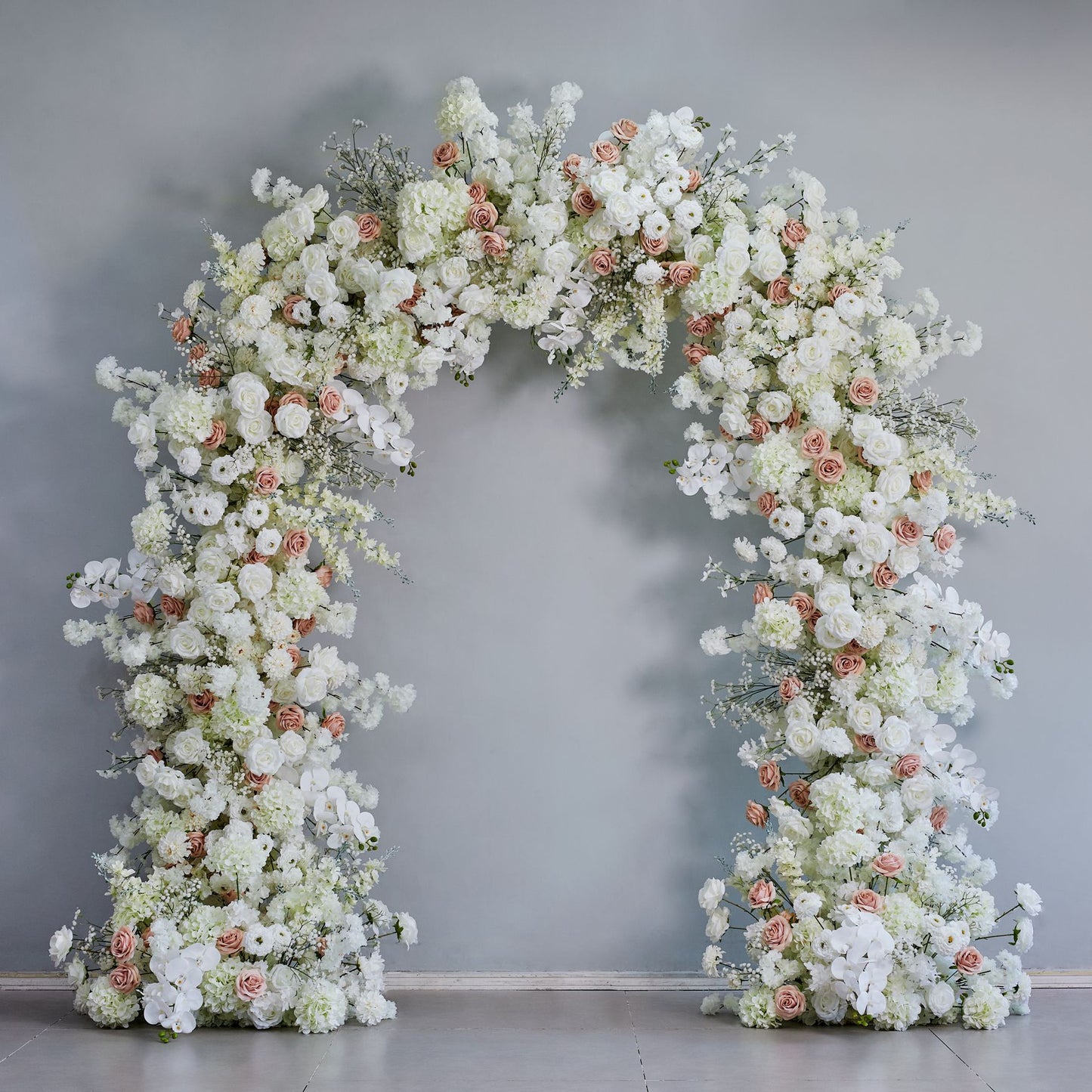 DWD223 2m Wide × 2.4m Tall Blush & White Floral Wedding Arch | Romantic Ceremony Backdrop Decor