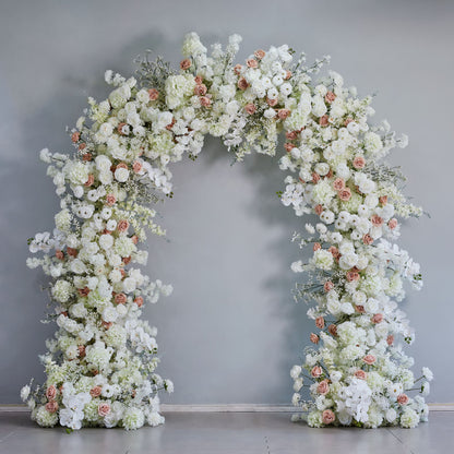 DWD223 2m Wide × 2.4m Tall Blush & White Floral Wedding Arch | Romantic Ceremony Backdrop Decor