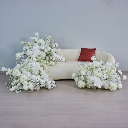 DWD225 200x80cm & 80cm White Cherry Blossom Larkspur Flower Runners | Wedding Table & Floor Floral Decor
