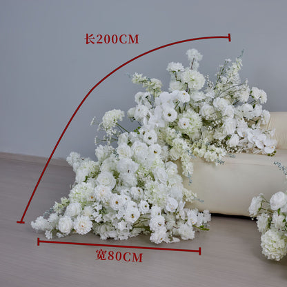DWD225 200x80cm & 80cm White Cherry Blossom Larkspur Flower Runners | Wedding Table & Floor Floral Decor