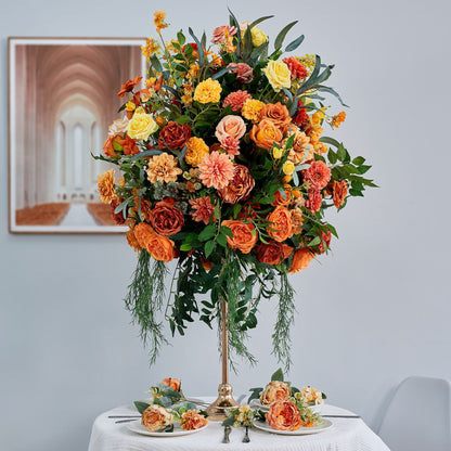 DWD231 Autumn Orange Wedding Centerpiece 70cm Tall - Floral Table Arrangement for Reception/Event Decor (Reusable)