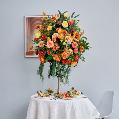 DWD231 Autumn Orange Wedding Centerpiece 70cm Tall - Floral Table Arrangement for Reception/Event Decor (Reusable)